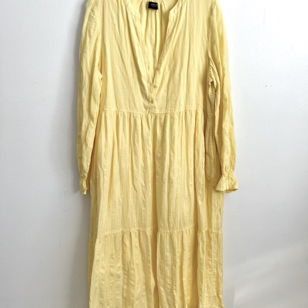 Able Jane Maxi Dress Granny Prairie 3/4 Sleeve Pockets Tiered Cottagecore Lined - Picture 5 of 10